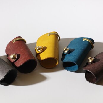 受注製作　ドイツホックのキーケース　イタリアンレザー　マルゴー　真鍮金具(生地、シルバー)