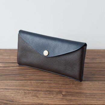 イタリア製牛革のコンパクトな長財布3  /   カラーコンビ※受注製作