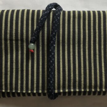 ８４９９　縞柄の着物で作った和風財布・ポーチ