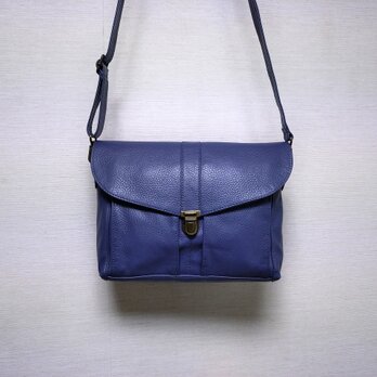 差込蓋ショルダー (牛革・シュリンク・Indigo)