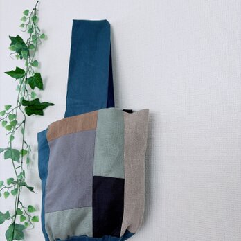 リネンパッチワーク丸底バッグ