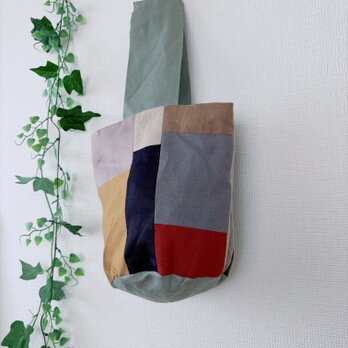 リネンパッチワーク丸底バッグ