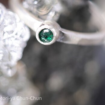 【小鳥屋が探し回って見つけた石】パイライトインエメラルド・シルバーリング【翠星】