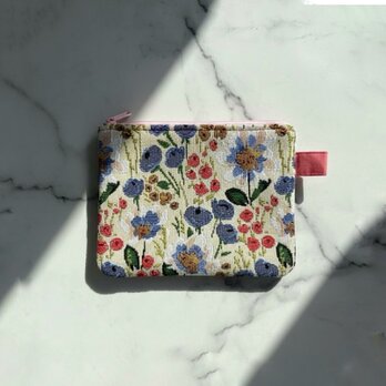 フラットポーチ／華やかゴブラン織/通帳やカード・母子手帳・お薬手帳もすっきり収納／かさばらない通帳ケース・プレゼントにもおすすめ