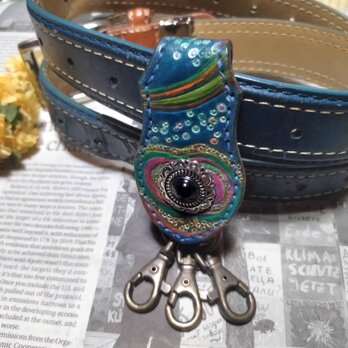 【手描き一点物】Sea　海モチーフ　キーループ　ベルトループ　キーホルダー