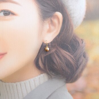 【SALE】c303-G23【ベージュ】8mmチェコパール ひとつぶ ピアス(パーツ変更可能)