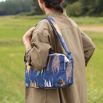 おでかけショルダーバッグ 「イネ」オイシイネ！_稲穂（ネイビー）