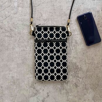 モロッカン・スマホショルダー／モノトーンで上品／外ポケット付きスマホすっきり／お出かけ・旅行・大人のショルダーポーチ