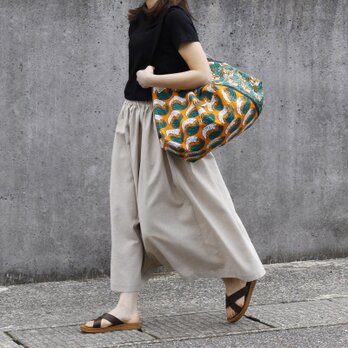 アフリカ布 カンガのマルシェバッグ（ ペイズリー ）肩掛け エコバッグ 買い物 ヨガ ピラティス