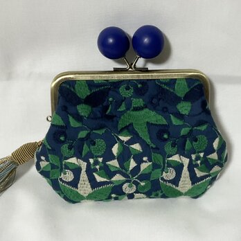 新柄　点と線模様製作所　バード　木玉親子がま口ミニ財布　　