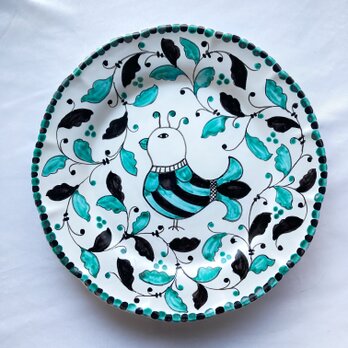 高貴な鳥のディナー皿 Gioiello マヨリカ焼き イタリア陶器 GEO069