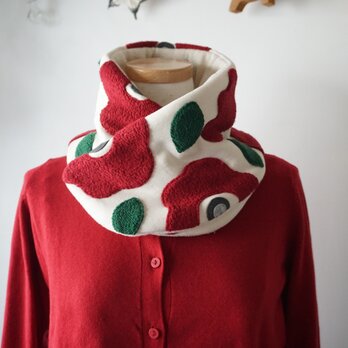 花柄スヌード風ネックウォーマー(アップリケ仕立て)