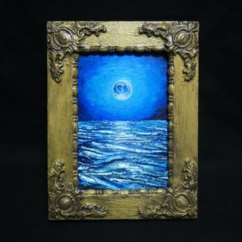 油絵  ミニ絵画【スーパーブルームーン】