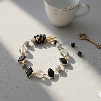 ラルビカイトとチェコガラスのブレスレット(B0377)