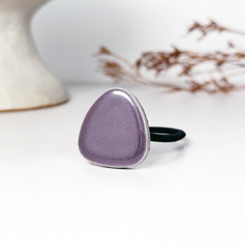 TH-100  ヴィンテージ 美濃焼タイルのヘアゴム 【 裏面レザー加工 】 パープルカラー