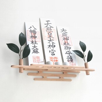 画鋲だけ簡単設置モダン神棚セット(和洋シンプルコンパクトおしゃれ鏡餅新築祝い引っ越し祝い)