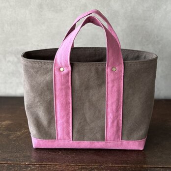TOTE BAG -bicolor- (M) / smokybrown × peach
