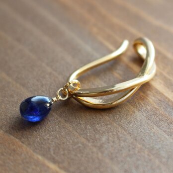 ✨9月誕生石✨ ブルーサファイア＜プレーン＞のイヤーカフ（真鍮）