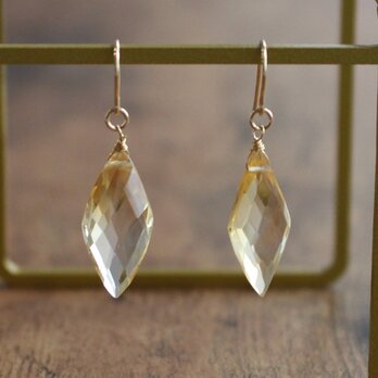 ✨11月誕生石✨ シトリン＜ダイヤカット＞のピアス（K14GF）