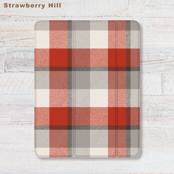 タータンチェック   iPadケース ペン収納 軽量 背面クリア あいぱっどけーす スタンド機能