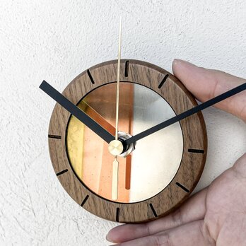ちいさな掛け時計9cm｜一点物｜アートクロック｜アップサイクル｜ウッド｜クリスマスギフト｜No.1