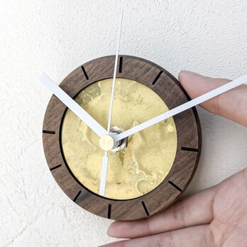 ちいさな掛け時計9cm｜一点物｜アートクロック｜アップサイクル｜ウッド｜クリスマスギフト｜No.2