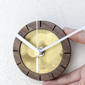 ちいさな掛け時計9cm｜一点物｜アートクロック｜アップサイクル｜ウッド｜クリスマスギフト｜No.6