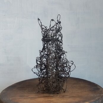 ワイヤーワークオブジェ　一輪挿し・丸めたワイヤー