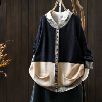 受注｜綿.コットンニートカーディガン カジュアル 通勤通学 羽織り トップス 秋冬セーター