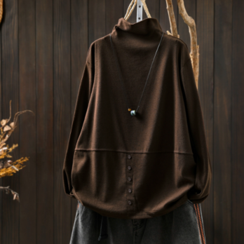 受作｜綿 ハイネック ロングスリーブTシャツ 秋 シンプル 肌触り良 インナー デイリー キャミソール合わせ トップス