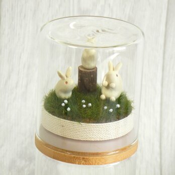 ガラス瓶の中のジオラマ（ウサギ・野原）Ｂ