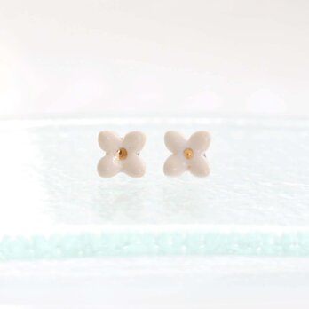 金彩の陶ピアス・イヤリング　ピンクベージュフラワー