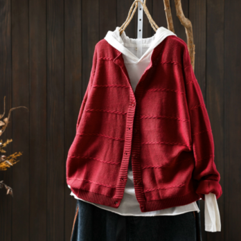 受注｜綿.コットンニートカーディガン カジュアル 通勤通学 羽織り トップス 秋冬セーター