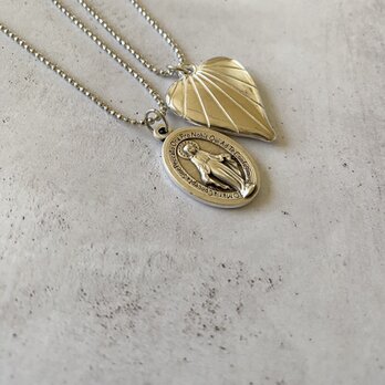 Simple Metal Necklaces ミニマリストレイヤーネックレス　2本Set（メダイ+ラインハート