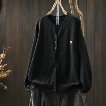 新作｜刺繍 カーディガン 長袖 ボリュームスリーブ 羽織り オープン