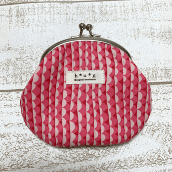 ミニがま口ポーチ＊半円柄ピンク＊