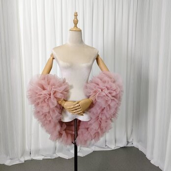 ポンチョのみ ソフトチュール ラッフルフリル ピンク 抜群におしゃれ度が際立つ オーダーメイド お色直し