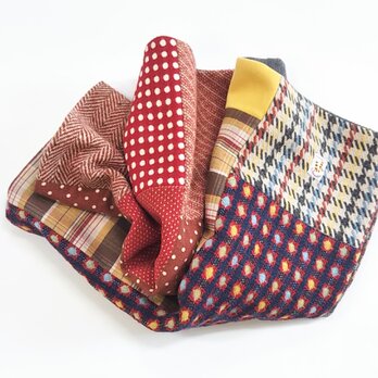 ウールのひざ掛け パッチ 赤色系 ⑥