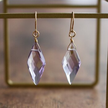 ✨2月誕生石✨ ピンクアメジスト＜ダイヤカット＞のピアス（K14GF）※イヤリングに変更可