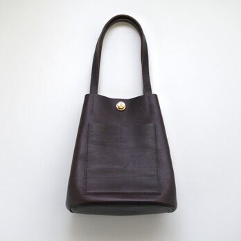 革の巾着トート(ビターチョコ)