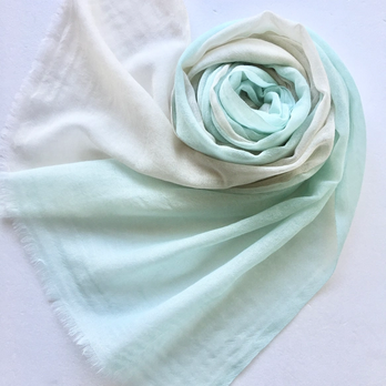 ミントカラー＊凸凹ここちよいウール＊青竹色×潤色＊ストール