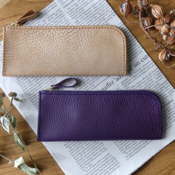 イタリア革のペンケース／紫