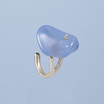 ブルーカルセドニーのイヤカフ JE01710