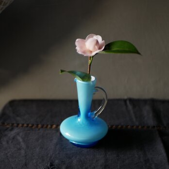 ブルーの小さな花器　花瓶　フラワーベース　フランスヴィンテージ　ブロカント