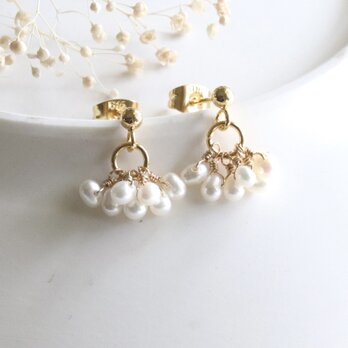 淡水パール つぶつぶピアス（イヤリング）／上品 シンプル アレルギー対応  --Everyday Grace--