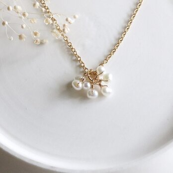 淡水パール つぶつぶピアスネックレス ／上品 シンプル アレルギー対応  --Everyday Grace--