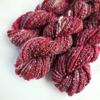 ヴィンテージワイン｜20g/太め並太｜ウール｜モヘア｜手紡ぎ糸｜アートヤーン