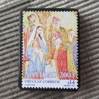 ウルグアイ　クリスマス切手ブローチ10632