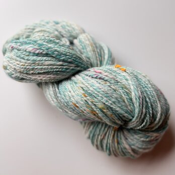 手紡ぎ毛糸　ターコイズブルーたっぷり３２０g