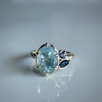 アクアマリン＋サファイア　リング / k10